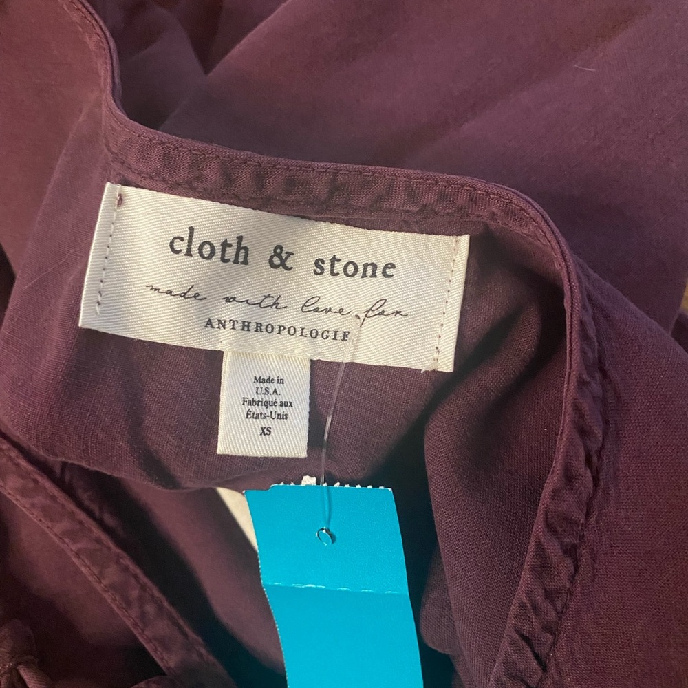 Cloth & Stone Anthropologie Tencel Tie-Back Dress XS Plum- NWT - Picture 5 of 9